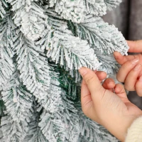 HOMCOM Artificial Christmas Tree Set of 3, Snowy Pre-Lit Christmas Tree with PVC Branch Tips, 90/120/150 cm, Green White(m-12)
