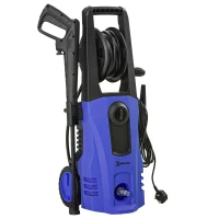 DURHAND Hidrolimpiadora 1800W Caudal 510 L/h Bomba de Aluminio Presión de 150 Bar Manguera 6m Incluye Cepillo 33x31,5x80,5 Azul(m-11)