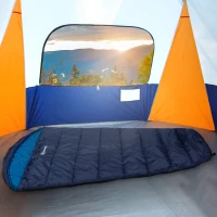 Outsunny Single Mummy Sleeping Bag Envelope Sleeping Bag 3 Season for Adults Warm Lightweight for Camping Hiking Outdoor, Blue, 210 x 75 x 5 cm(m-2)