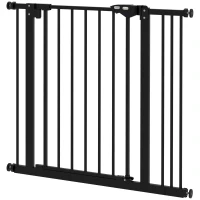 PawHut Veiligheidshek voor Huisdieren, Hekje zonder Boren, Metaal, Kunststof, 74-87 cm, Zwart(m-10)