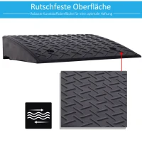 HOMCOM oprijplaat, oprijplaten, 2 stuks rubberen oprit, drempeloprijplaat, oprijhulp voor auto's, rubber 48 x 32 x 13 cm oprijplaat oprijplaten oprit rubber oprijplaat auto | Aosom.de(m-6)