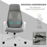 Vinsetto bureaustoel, in hoogte verstelbare draaistoel, massagestoel, ergonomische directiestoel met massagefunctie, gamingstoel, nylon, grijs, 62 x 60 x 114-122 cm(m-7)