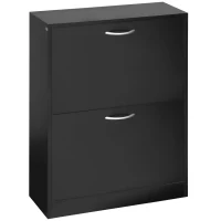 HOMCOM Zapatero de Entrada Recibidor con 2 Cajones y Estantes Ajustables Zapatero Estrecho para Pasillo 60x24x80 cm Negro(m-11)