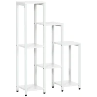 Outsunny Bloemenstandaard, Plantenstandaard, 7 Niveaus, voor Binnen- en Buitengebruik, Staal, wit, 65 x 23 x 94,5 cm(m-1)