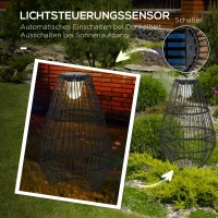 Outsunny buitenlamp, tuinlamp, werkt op zonne-energie, brandtijd van 8 uur, automatische inschakeling, rotanlook, 34 x 34 x 56 cm(m-6)