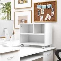 HOMCOM Support d'imprimante meuble de rangement bureau caisson 4 compartiments ouverts 40L x 30l x 36H cm blanc(m-2)