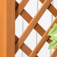 Outsunny Raised Garden Bed with Arch Trellis, Freestanding Garden Planter Box for Vine Climbing Plant Flower Herb, Brown(m-8)