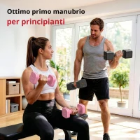 Set manubri regolabili 5‑in‑1 (2 pezzi), Dual‑Lock, impugnatura morbida in TPU, 29,5x24,5x13 cm, Rosa(m-1)