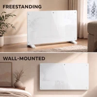 HOMCOM 1500W Smart Panel Heater Wall Mounted & Freestanding, Electric Heater with Weekly Timer, Open Window & Anti-Frost, White(m-7)