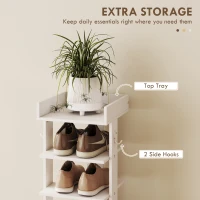 HOMCOM Shoe Rack 9-Tier Shoe Storage Organiser Top Tray Guardrail 2 Hooks 30 x 30 x 128.4 cm White(m-6)