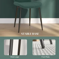 HOMCOM Set of Four Flannel Relaxed Tub Dining Chairs - Green(m-6)