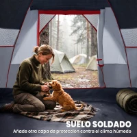 Outsunny Tienda de Acampada para 6 Personas Impermeable 3000mm+ con Bolsa de Transporte y Gancho 455x220x180 cm Gris(m-5)