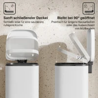 HOMCOM 30L keukenafvalemmer pedaalemmer met deksel, soft-close en openhoudfunctie voor keuken en thuis(m-5)