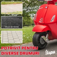 AIYAPLAY Motocicletă Electrică pentru Copii cu Licență Vespa, Baterie Reîncărcabilă 6V, Roți Ajutătoare și Lumini, Roșu(m-6)