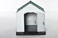 PawHut Caseta de Perro Casa para Perros Medianos con Puerta Metálica con Cerradura Techo Inclinado Base Elevada para Interior Exterior 78x87x81 cm Blanco y Verde(m-10)