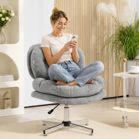 HOMCOM bureaustoel zonder armleuningen, brede ergonomische draaistoel in linnenlook, in hoogte verstelbaar, ideaal voor thuiswerken, grijs(m-2)