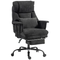 HOMCOM Office Chair, 180kg Heavy Duty Linen Computer Desk Chair with Lumbar Support, Wide Seat, Spring Cushion, Black(m-1)