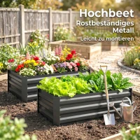 Outsunny Hochbeet Gartenbeet Kräuterbeet, wetterbeständig, offener Boden, 100 x 60 x 30 cm, Dunkelgrau(m-8)
