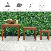 Outsunny Tuin salontafel 3-delige set stapeltafel bijzettafel koffietafel acaciahout naturel(m-6)