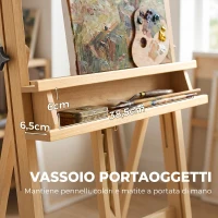 Vinsetto Cavalletto Pittura Pieghevole con Ruote, per Dipingere su Tela, in Faggio Regolabile,per Studio, Artisti Pittori(m-5)