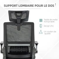 Vinsetto Fauteuil de bureau réglable tissu maille polyester dossier ergonomique inclinable pivotant Noir(m-6)