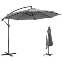Outsunny Zonnescherm afneembare parasol, zweefparasol, zwengelparasol met handkruk, grijs(m-11)