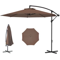 Outsunny afneembare parasol zweefparasol zwengelparasol met handkruk, koffie(m-14)