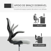 Vinsetto Cadeira de Escritório com Suporte Lombar Apoio para os Braços Dobrável e Altura Ajustável 59x65x102-122 cm Cinza(m-8)
