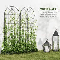 Outsunny Spalier voor klimplanten met vogels, set van 2, tuingaas voor groenten, druivenranken, bloemen, metaal, 50 x 150 cm, zwart(m-4)