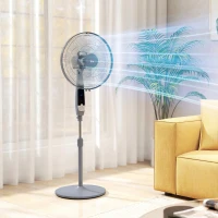 HOMCOM 16in Pedestal Standing Floor Fan, Oscillation Cooling Fan with Remote Control, Grey(m-2)