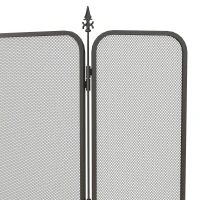 HOMCOM Vouwbaar Haardscherm met 3 Panelen, Vonkenscherm voor Woonkamer en Slaapkamer, Metaal, 96 x 56 cm, Zwart(m-9)