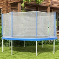 SPORTNOW Rete di Protezione per Trampolini a 8 Pali con Ingresso con Cerniera, in PE, Ø366x180 cm, Nero e Blu(m-10)