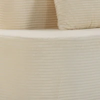 HOMCOM Sofá 3 Plazas Curvado de Terciopelo Acanalado 245 cm con Asiento Profundo y 2 Cojines Crema(m-9)