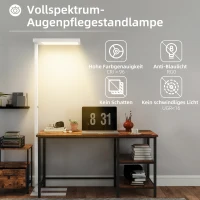 HOMCOM LED-vloerlamp, oogvriendelijk licht, vloerlamp met afstandsbediening, verstelbare helderheid, kunststof, metaal, wit(m-5)