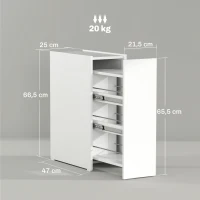 HOMCOM Smalle badkamerkast, vloerkast met diepe lade, vrijstaande badkast, spaanplaat, wit(m-3)