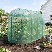 Outsunny Vogelbeschermingsnet, metalen frame, ritssluitingdeur, eenvoudig opzetten en afbreken, 3 x 1 x 1,5 m, groen(m-9)