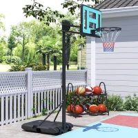 SPORTNOW Basketballkorb, 146-236 cm höhenverstellbar, Basketballständer, rollbar, Stahl, Kunststoff, Schwarz(m-9)