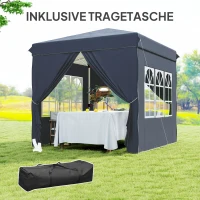 Outsunny 2,5 x 2,5 m pop-up paviljoen met zijwanden en draagtas, UPF50+ in hoogte verstelbaar tuintent, Donkerblauw(m-7)