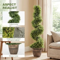 HOMCOM Set 2 Chiparoși Artificiali Spiralați 120 cm cu Ghiveci, pentru Decor Interior și Exterior, Verde(m-4)