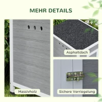 PawHut Eendenstal, Eendenhuis met Zijdeur, Ventilatiegaten, Pluimveestal Kippenhuis van Dennenhout, Ganzestal, Kippenstal met Waterdicht Asfaltdak, 63 x 82 x 76 cm, Lichtgrijs(m-8)