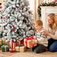 HOMCOM Besneeuwde kunstkerstboom 180 cm met 1920 takpunten en klapsysteem(m-11)