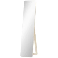 HOMCOM Oglindă de Podea și de Perete cu Cadru din Lemn și Suport Pliabil, 37 x 43 x 156 cm, Culoare Lemn(m-1)