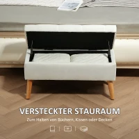 HOMCOM Gestoffeerde Bank met Opbergruimte, Fluweelachtige Stofbekleding, Houten Poten, Voor Woonkamer, Slaapkamer, Hal, 80 x 35 x 42 cm, Wit(m-4)