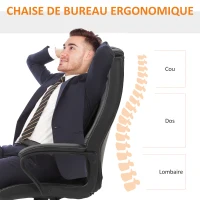 Vinsetto Fauteuil de bureau massant  fauteuil bureau ergonomique grand confort hauteur réglable fonction dossier à bascule revêtement synthétique brun(m-4)