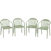 Outsunny 4-delige Set Tuinstoelen Weerbestendig met Armleuning en Rugleuning tot 120 kg Belastbaar(m-1)