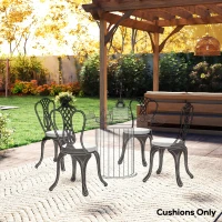 Outsunny Outdoor Bistro Chair Cushions Set of 4 with Removable Cover, 41 x 41 x 5 cm Round Seat Cushions with Ties, White(m-10)