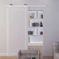 HOMCOM Set pentru Ușă Glisantă cu Șină de 183 cm, Role și Accesorii Incluse, Alb(m-10)