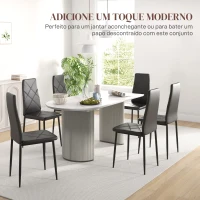 HOMCOM Conjunto de 6 Cadeiras de Sala de Jantar Estofadas em Couro Sintético com Encosto Alto e Pés de Aço 41x50x97cm Preto(m-4)