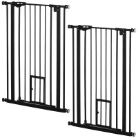 PawHut Lot de 2 barrières de sécurité animaux de 104H cm avec système de double verrouillage sans percage de 74 à 80 cm(m-12)