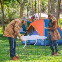 Outsunny Mesa Plegable Multifuncional 2 en 1 Mesa+Estación de Limpieza Mesa de Picnic con Grifo y 2 Fregaderos para Pesca Jardín Camping Barbacoa Exteriores 101x66x81cm(m-10)